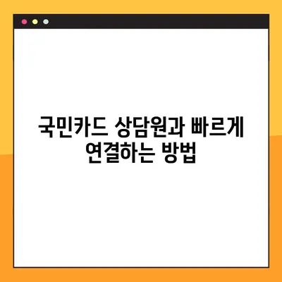 국민카드 고객센터 전화번호 & 상담원 연결 방법| 빠르고 간편하게 해결하세요! | 이용시간, 전화번호, 상담원 연결, 국민카드 고객센터