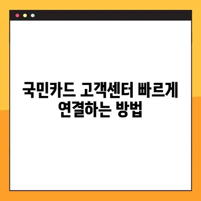 국민카드 고객센터 연결| 전화번호, 상담시간, 빠르게 연결하는 팁 | 고객센터, 상담원, 전화 연결, 안내