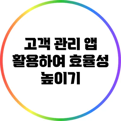 고객 관리 앱 활용하여 효율성 높이기