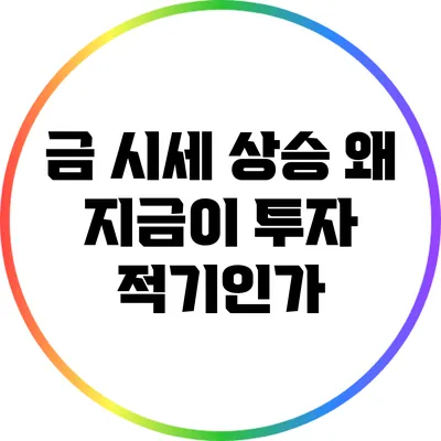 금 시세 상승: 왜 지금이 투자 적기인가?