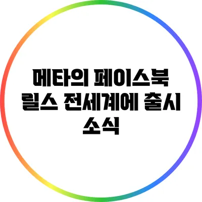 메타의 페이스북 릴스 전세계에 출시 소식