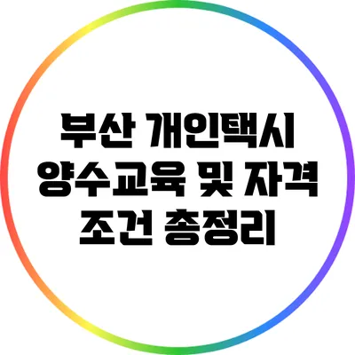 부산 개인택시 양수교육 및 자격 조건 총정리