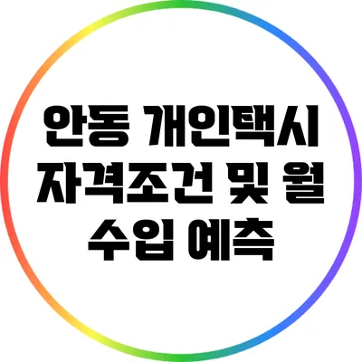 안동 개인택시 자격조건 및 월 수입 예측