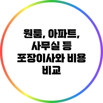 원룸, 아파트, 사무실 등 포장이사와 비용 비교