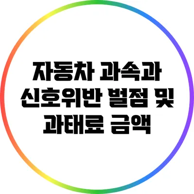 자동차 과속과 신호위반 벌점 및 과태료 금액