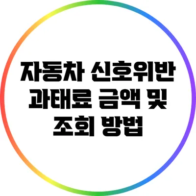 자동차 신호위반 과태료 금액 및 조회 방법