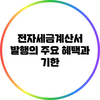 전자세금계산서 발행의 주요 혜택과 기한