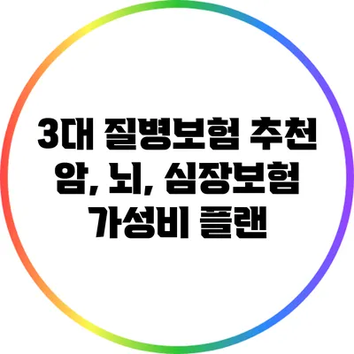 3대 질병보험 추천: 암, 뇌, 심장보험 가성비 플랜