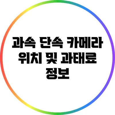 과속 단속 카메라 위치 및 과태료 정보