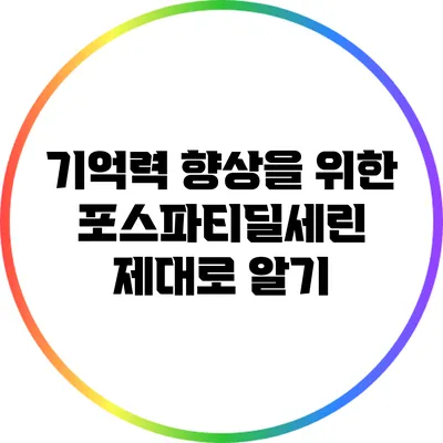 기억력 향상을 위한 포스파티딜세린 제대로 알기