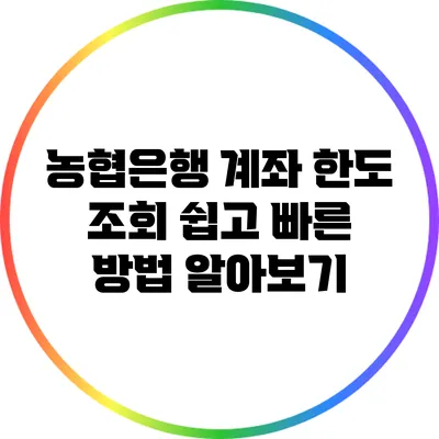 농협은행 계좌 한도 조회: 쉽고 빠른 방법 알아보기