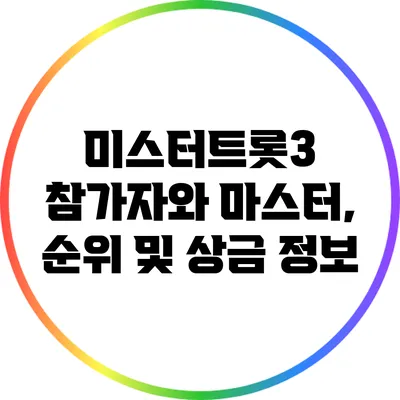미스터트롯3 참가자와 마스터, 순위 및 상금 정보