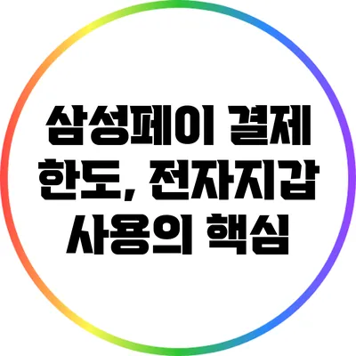 삼성페이 결제 한도, 전자지갑 사용의 핵심