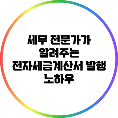 세무 전문가가 알려주는 전자세금계산서 발행 노하우