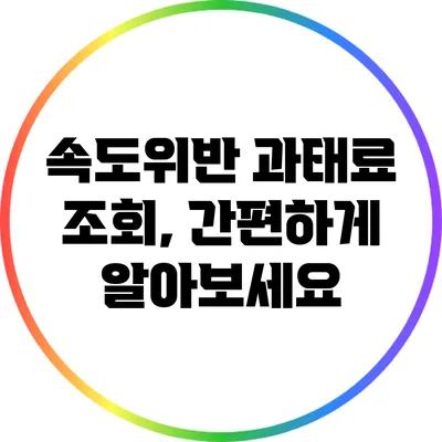 속도위반 과태료 조회, 간편하게 알아보세요