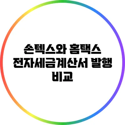 손텍스와 홈택스 전자세금계산서 발행 비교