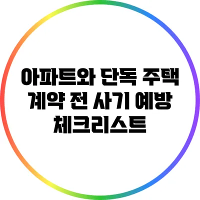 아파트와 단독 주택 계약 전 사기 예방 체크리스트