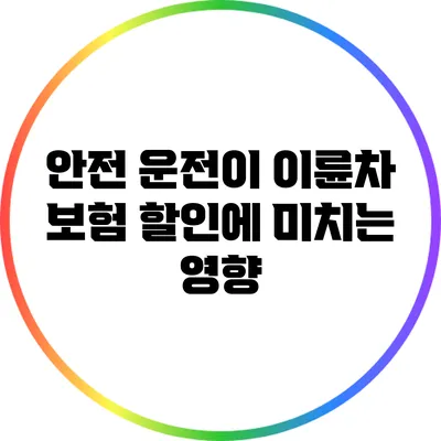 안전 운전이 이륜차 보험 할인에 미치는 영향