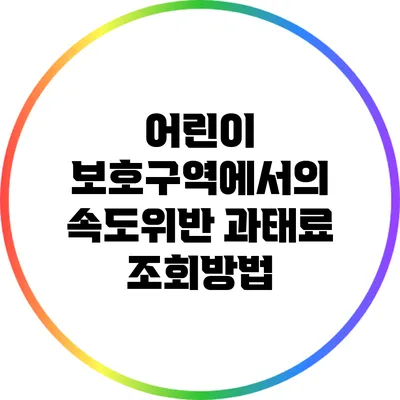 어린이 보호구역에서의 속도위반 과태료 조회방법