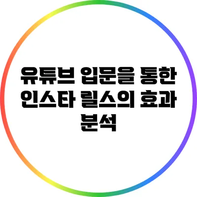 유튜브 입문을 통한 인스타 릴스의 효과 분석