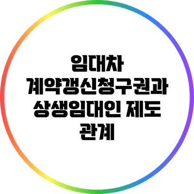 임대차 계약갱신청구권과 상생임대인 제도 관계