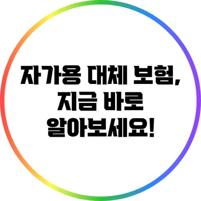 자가용 대체 보험, 지금 바로 알아보세요!