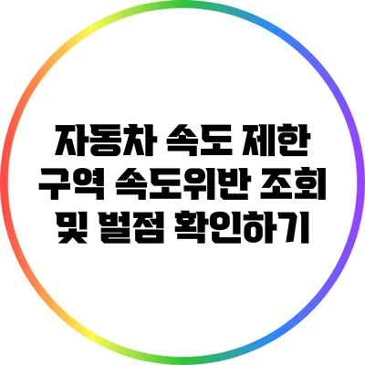 자동차 속도 제한 구역 속도위반 조회 및 벌점 확인하기