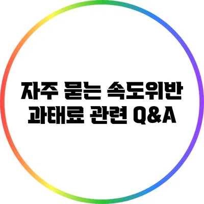 자주 묻는 속도위반 과태료 관련 Q&A
