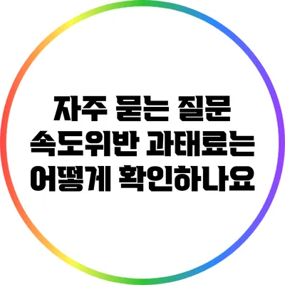 자주 묻는 질문: 속도위반 과태료는 어떻게 확인하나요?