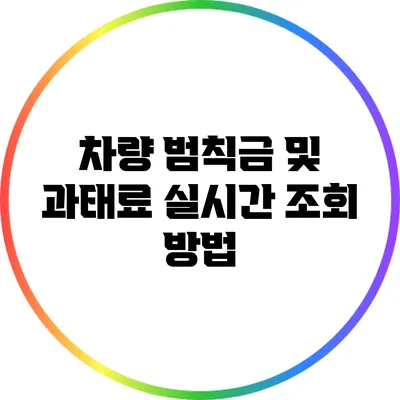 차량 범칙금 및 과태료 실시간 조회 방법
