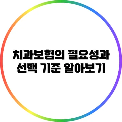 치과보험의 필요성과 선택 기준 알아보기