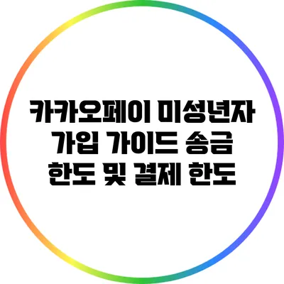 카카오페이 미성년자 가입 가이드: 송금 한도 및 결제 한도