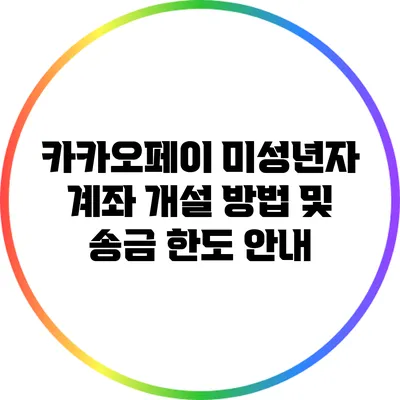 카카오페이 미성년자 계좌 개설 방법 및 송금 한도 안내