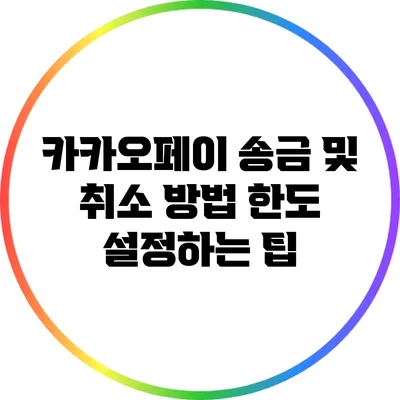 카카오페이 송금 및 취소 방법: 한도 설정하는 팁
