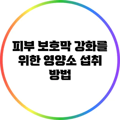 피부 보호막 강화를 위한 영양소 섭취 방법