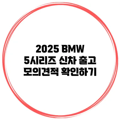 2025 BMW 5시리즈 신차 출고 모의견적 확인하기