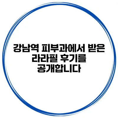 강남역 피부과에서 받은 라라필 후기를 공개합니다