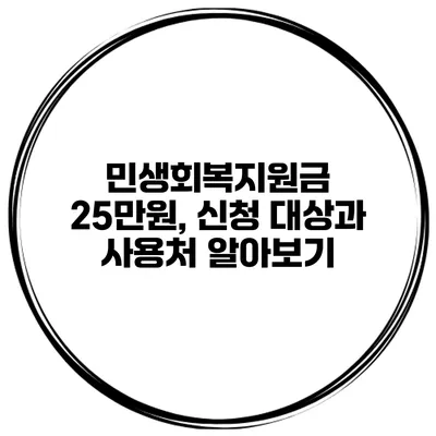 민생회복지원금 25만원, 신청 대상과 사용처 알아보기