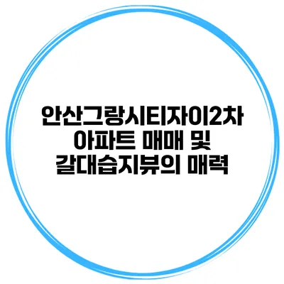안산그랑시티자이2차 아파트 매매 및 갈대습지뷰의 매력