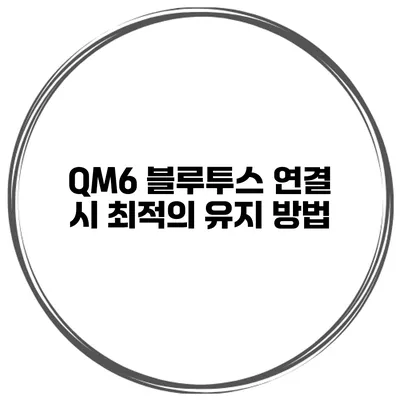 QM6 블루투스 연결 시 최적의 유지 방법