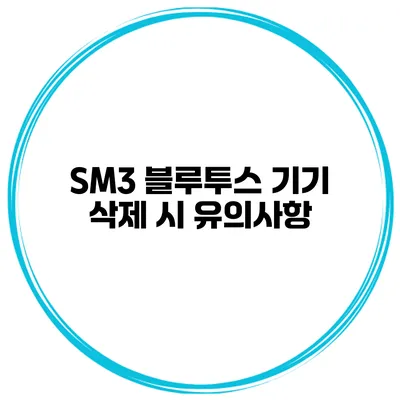 SM3 블루투스 기기 삭제 시 유의사항