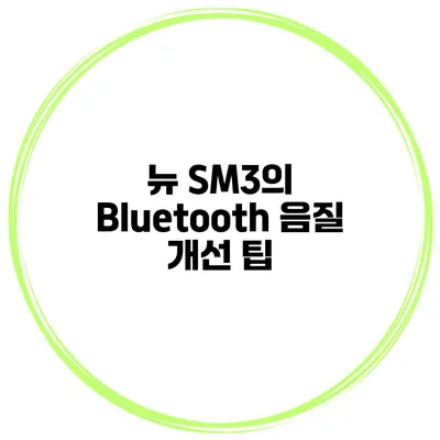 뉴 SM3의 Bluetooth 음질 개선 팁