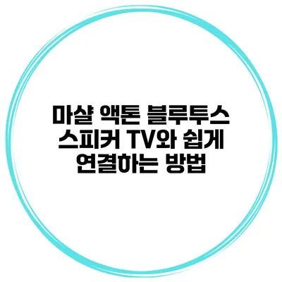 마샬 액톤 블루투스 스피커 TV와 쉽게 연결하는 방법