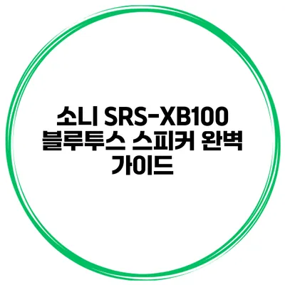 소니 SRS-XB100 블루투스 스피커 완벽 가이드