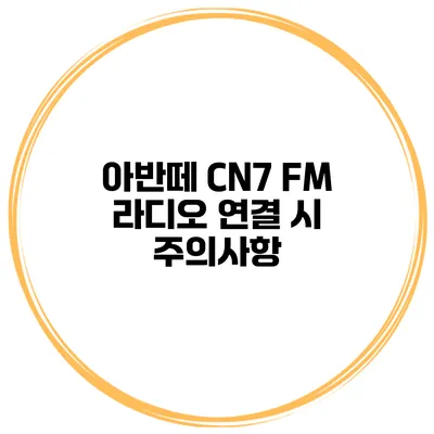 아반떼 CN7 FM 라디오 연결 시 주의사항