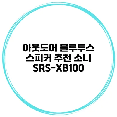 아웃도어 블루투스 스피커 추천 소니 SRS-XB100