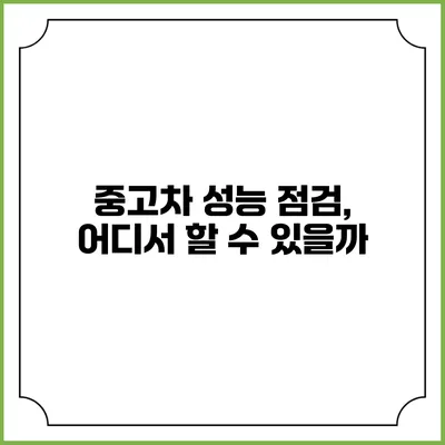 중고차 성능 점검, 어디서 할 수 있을까?