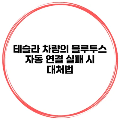 테슬라 차량의 블루투스 자동 연결 실패 시 대처법